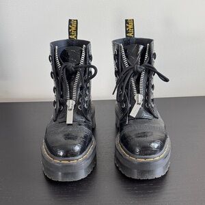 Dr. Martens Black Croc-Embossed Boots